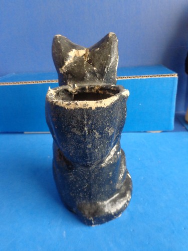 VINTAGE HALLOWEEN VOLLE FIGUR SCHWARZE KATZE SÜSSIGKEITEN BEHÄLTER - BREI PAPPMACHE - SELTEN - Bild 6 von 9