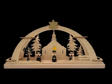 Echt Erzgebirge Christmas Wood Candle Holder Arch Schwibbogen German Carolers