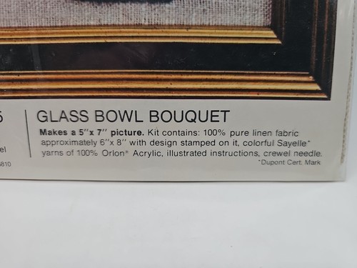 Kit ricamo crewel vintage anni 70 "boccia in vetro bouquet di fiori" 5x7 - Foto 2 di 4