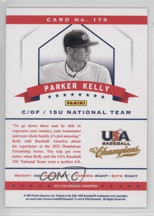 2013 USA Baseball Champions Certified National Team Mirror Red /499 Parker Kelly - Image 2 of 2