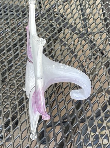 Genuine Italian Flower Blown Glass White & Purple Orchid Sculpture Vase - Picture 9 of 10