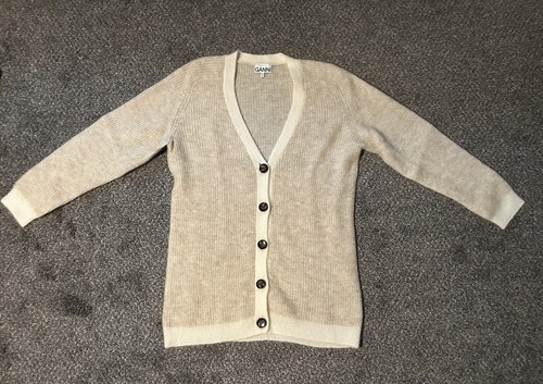 Ganni Wolle V-Ausschnitt Pullover Strickjacke Größe M bequem - Bild 2 von 6