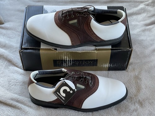 Vintage FootJoy Golf Shoes 11.5 Mens NOS New Old Stock White Brown Leather Suede - Picture 3 of 7
