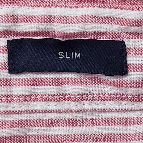 J CREW Shirt Mens Large Pink Striped Slim Fit Button Down Linen Blend Beach - Picture 10 of 14