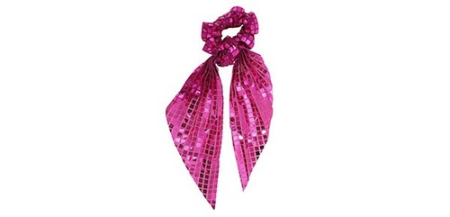Elegant Square Sequin Bow Ribbon Hair Elastic Band Rose Red 1 Pc - Bild 2 von 6