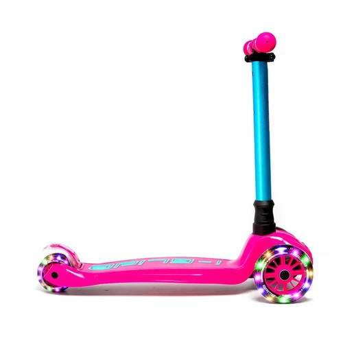 i-Glide Kids Toddlers 3 Wheel Scooter LED Light Up Wheels - Pink Aqua - Picture 3 of 8