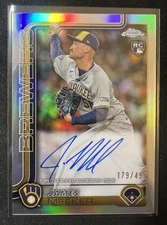 2025 Topps Chrome James Meeker Rookie On Card Auto #RA-JME Brewers (RC) /499