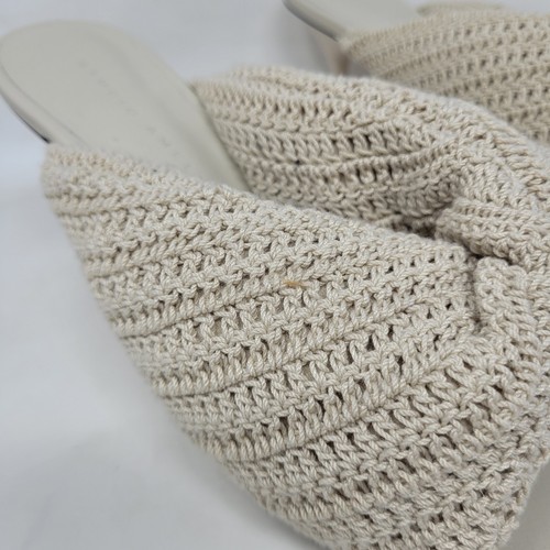 Studio Amelia Heels Women EU40 US10 Beige Croissant Crochet Slides Sandals Shoes - Picture 13 of 15