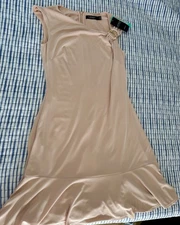 Ralph Lauren Short Knee Dress Pale Blush Pink With Gold Accent Sleeveless Size 4
