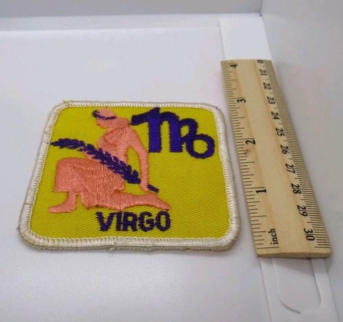 Virgo Patch Zodiac Sign Embroidered Yellow Vintage Astrology Sew On - Picture 5 of 6