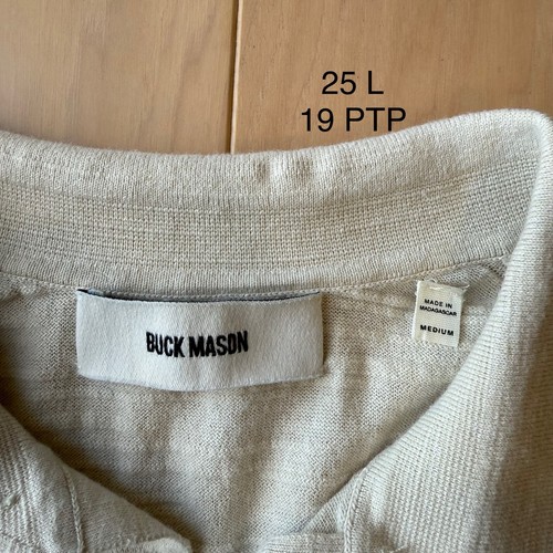 Buck Mason Strick Polo Shirt Medium Creme Baumwolle Kragen Minimalistisch New York - Bild 6 von 8