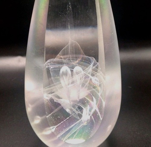 1998 Brian Maytum dichroitische Glasskulptur Briefbeschwerer 6" Bio Träne Wirbel - Bild 2 von 15