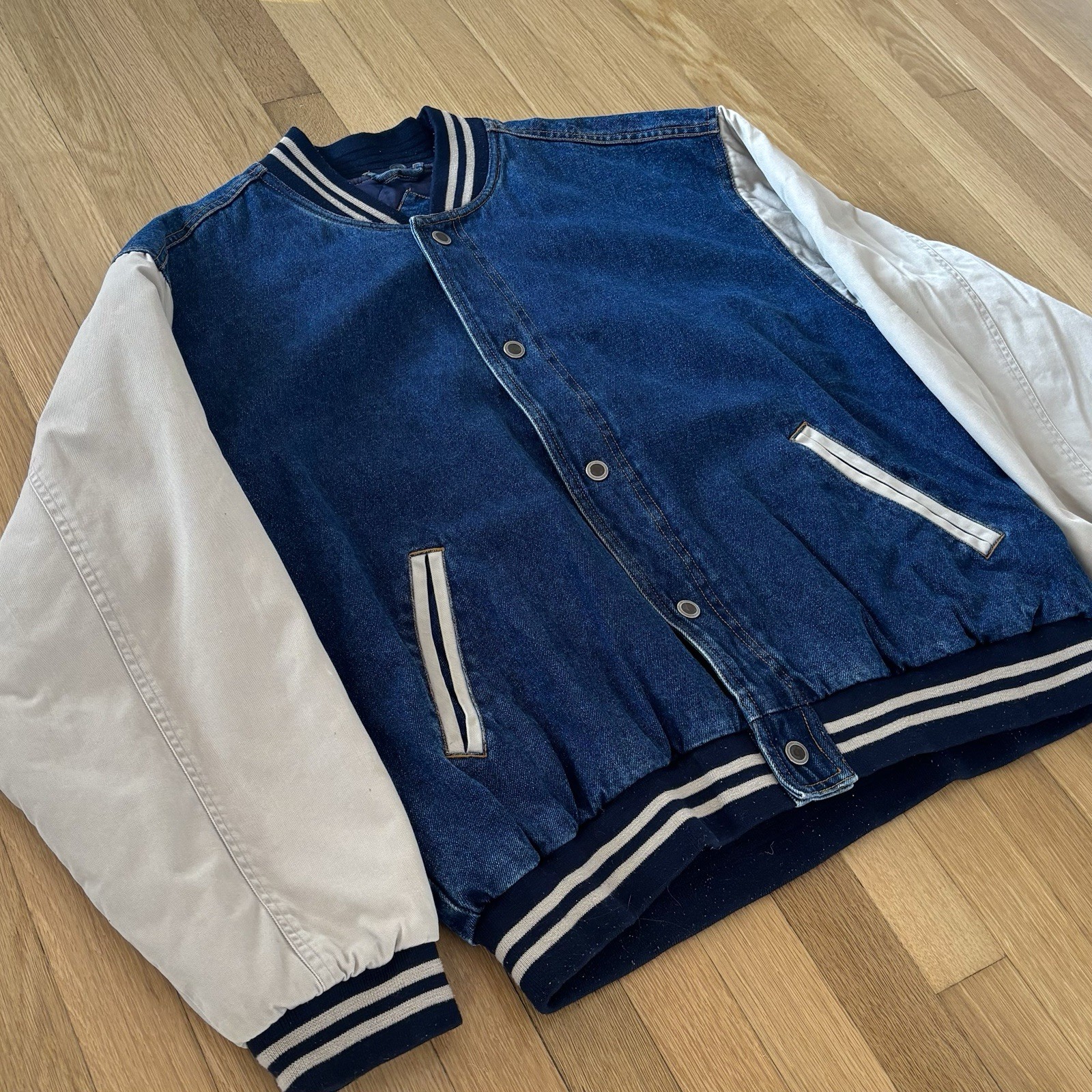 Vintage Basic Editions Jacket Denim Varsity Quilt… - image 5