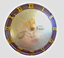 One-of-a-Kind Sleepy Moon Face Wall Clock (Upcycled Pot Lid Art)