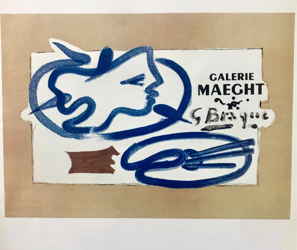 Vintage 1989 Braque Poster Print - George Braque Galerie Maeght 1950s Paris - Image 4 of 4