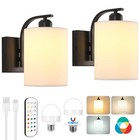 Battery Operated Wall Sconce with Remote Control, Black Rechargeable Wall Lig...