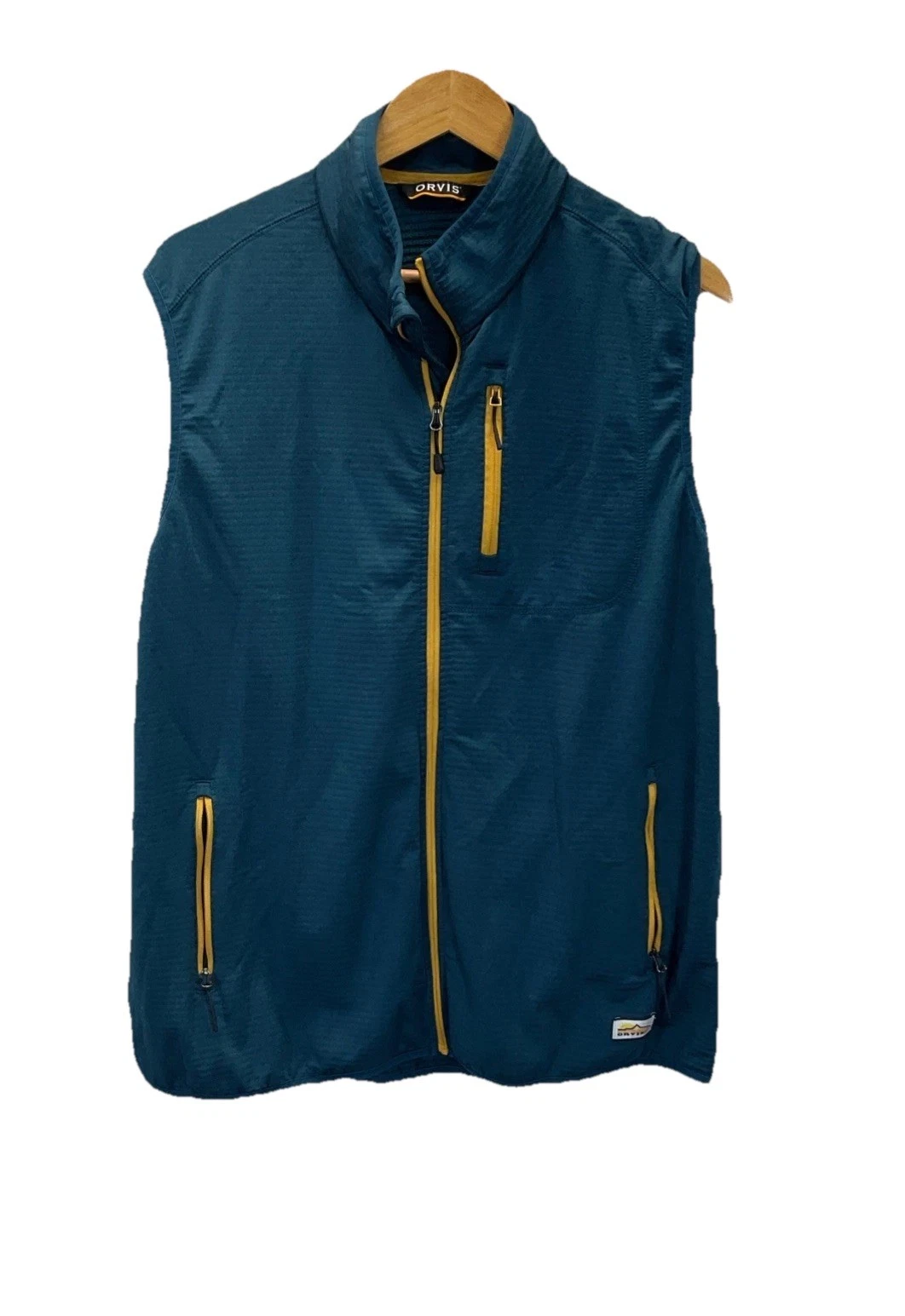 Orvis Vest Horseshoe Hills Grid Full Zip outdoors Mens Size LG Blue lightweight