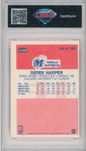 1986-87 Fleer DEREK HARPER #44 Rc 💎 DSG 6 EX/NM - Picture 2 of 2