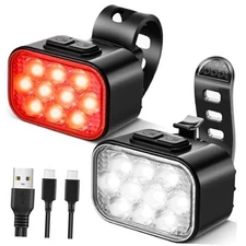  10 LED Bike Light, 8+9 Modes USB Rechargeable Bicycle Lite, High Lumens X10