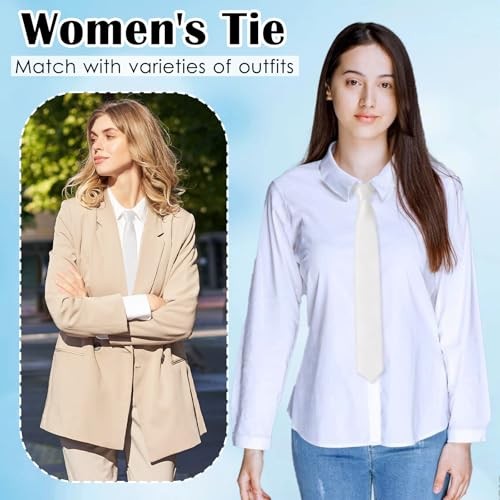 Womens Tie, Pre Tied Black/Red Ties for Women Adjustable Black+pink+white - Picture 6 of 6