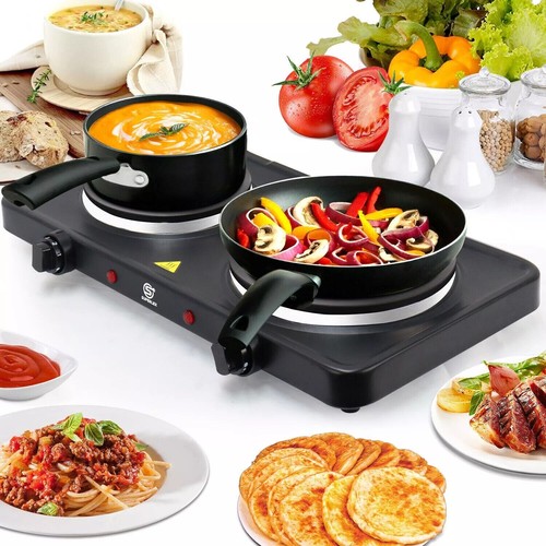 2000w HOT PLATE ELECTRIC COOKER DOUBLE HOB PORTABLE TABLE TOP HOB KITCHEN STOVE - Picture 9 of 13