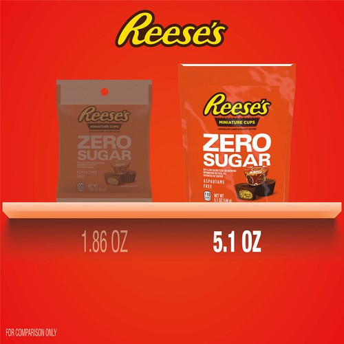 Tazas de mantequilla de maní REESE'S Zero Sugar Miniatures 5,1 oz caramelo de chocolate - Imagen 6 de 7