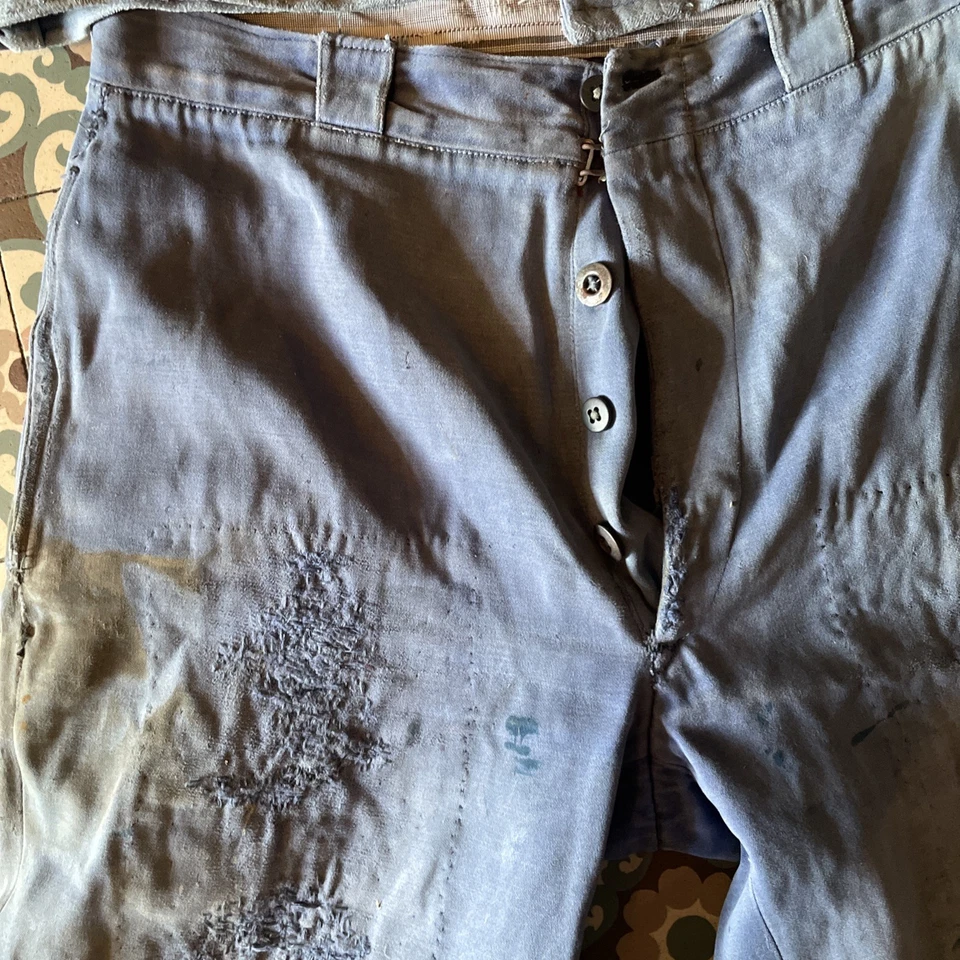 Anciens Vêtements De Travail Ensemble En Moleskine Veste Pantalon - Photo 2/4