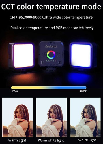 Pocket RGB Full Color 3000-9000K LED Video Light Photography Fill Lamp VLog - Picture 4 of 14