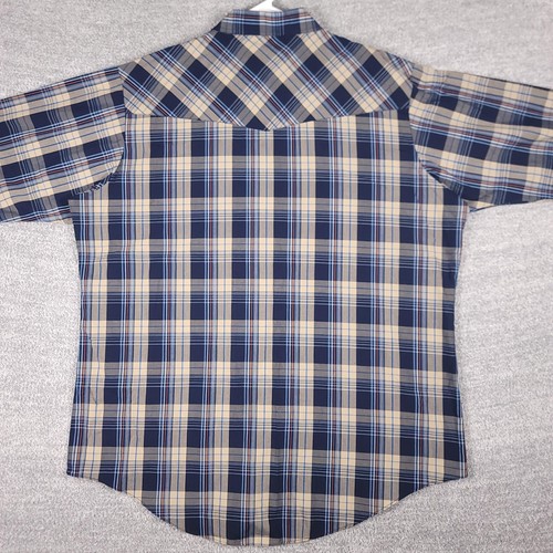 Camisa Ely Cattleman Para Hombres 2XL Alta Azul Marino A Cuadros Perla Occidental A Presión Manga Larga - Imagen 2 de 10