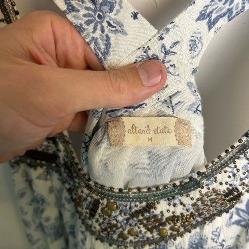 Altar’d State Neckholder blau-weiß fließend Gr. M Boho Chic Old Money - Bild 9 von 12