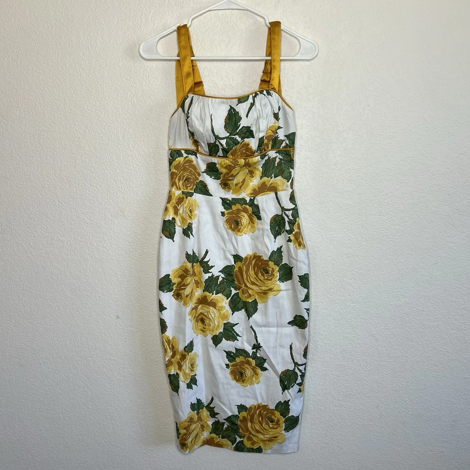 Vestido Vixen Micheline Pitt Amarillo Rosa Movible Viva Pinup Rockabilly XS Nuevo Ae11 Foto 4 de 4