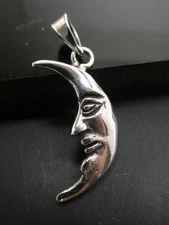 Crescent Man In The MOON FACE Mexico Sterling Silver 925 Pendant