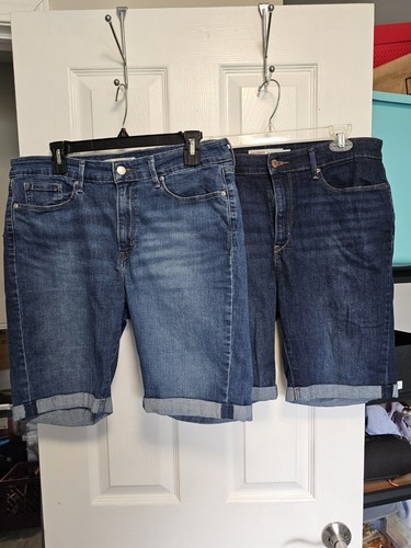 Signature by Levi Strauss Size 14 Jeans Denim Bermuda Short Cuffs Lot Of 2