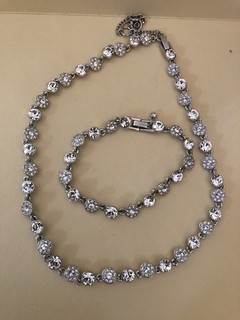 Givenchy Silver tone Rhinestone Necklace And Bracelet Set