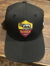 Men's New Era Black AS Roma Core Flex Hat One Size Fits Most