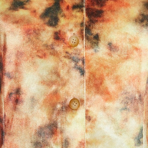Nanushka Orange Hazy Floral Print Stretch Velvet Shirt L - Picture 3 of 5