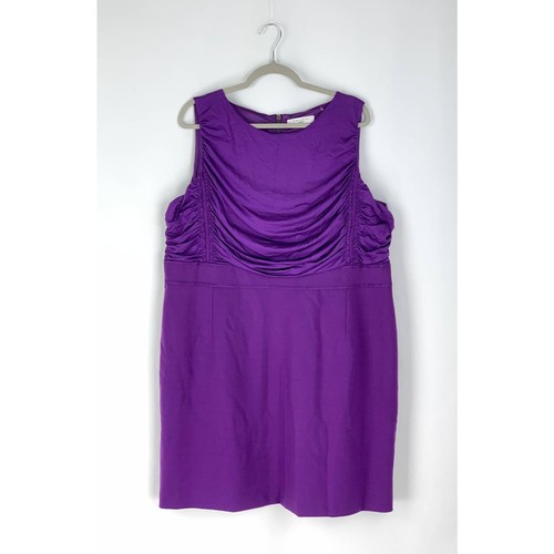 Tahari Damen violett lila gerafftes Top ärmellos Etuikleid Größe 20 - Bild 1 von 12