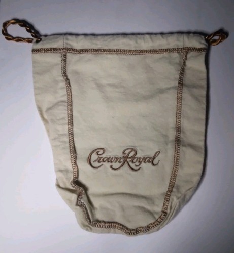 RARE VINTAGE PREMIUM CROWN ROYAL WHITE/CREAM COLOR DRAWSTRING BAG 9"×7"