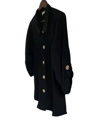 Habitat Clothes To Live In Black Crinkled Button Front Tunic Top Shirt Size S - Picture 4 of 6