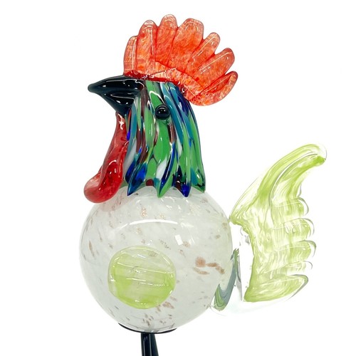 Mundgeblasene Glas Hahn Huhn Figur Metallbein Landhaus Landhaus 9 Zoll - Bild 11 von 16