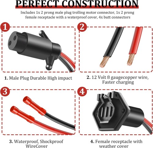 Minn Kota Compatible Trolling Motor Connector - Plug and Receptacle - Imagen 3 de 6