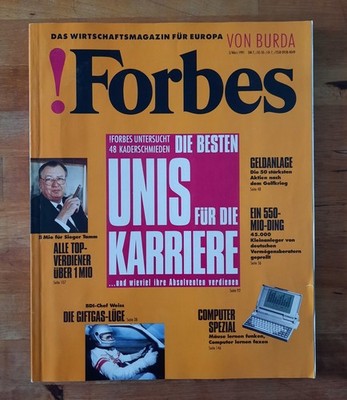 BURDA; !Forbes - DAS WIRTSCHAFTSMAGAZIN FÜR EUROPA 3/März 1991 - sehr gut !