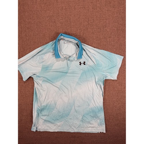 Under Armour HeatGear Golf Poloshirt Herren XL Blau Wave Print Kurzarm - Bild 1 von 5