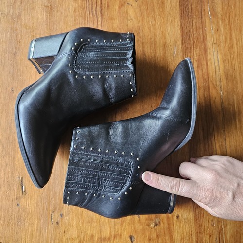 MICHAEL Michael Kors Gemma Studded Leather Ankle Bootie Charcoal Black Size 7 - Picture 4 of 9