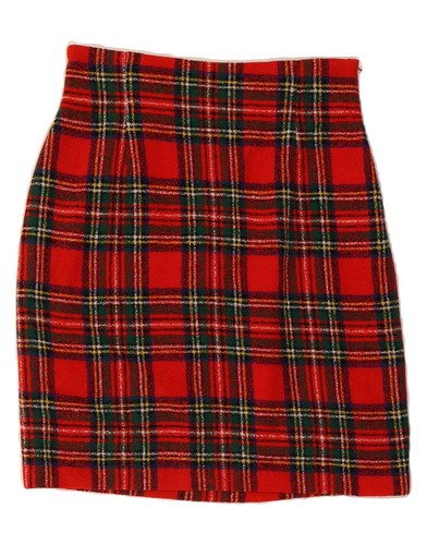 MOSCHINO Womens Straight Skirt UK 12 Medium W30 Red Plaid Classic CT07