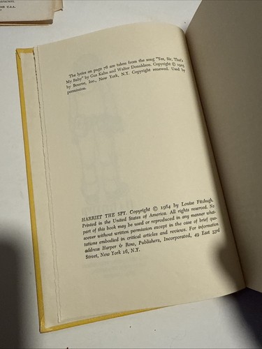 Harriet the Spy 1964 First Book Club Edition Louise Fitzhugh Hardcover DJ - Picture 7 of 7
