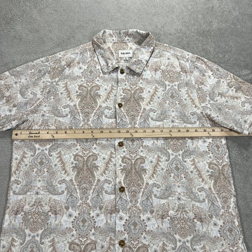 Rhythm Shirt Mens XL Paisley Floral Linen Rayon Blend Button Up Casual - Picture 7 of 10