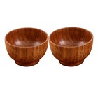  2pcs Hand Made Wooden Bowl Broken-resistant Anti-impact without Plate for