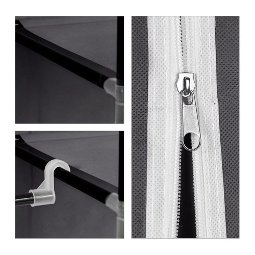 3 x Stoffschrank mit Kleiderstange, XLFaltkleiderschrank, Textilschrank grau - Bild 9 von 11