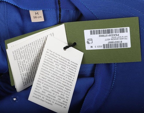 NEU GUCCI BASEBALL KAPPE MÜTZE ROYALBLAU CANVAS BAUMWOLLE SIGNATUR BUCHSTABEN MEDIUM - Bild 7 von 8